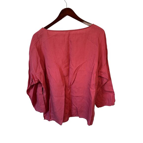 EILEEN FISHER Organic Handkerchief Linen Box-Top Size XL Red Flame Lagenlook EUC - Picture 8 of 10